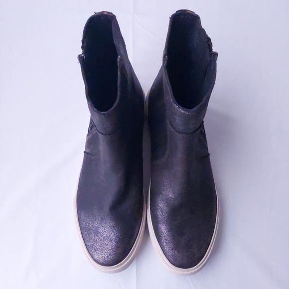 Frye Gia Lug Zip Black Shimmer Bootie Women's Sz 9.5 - Picture 6 of 16